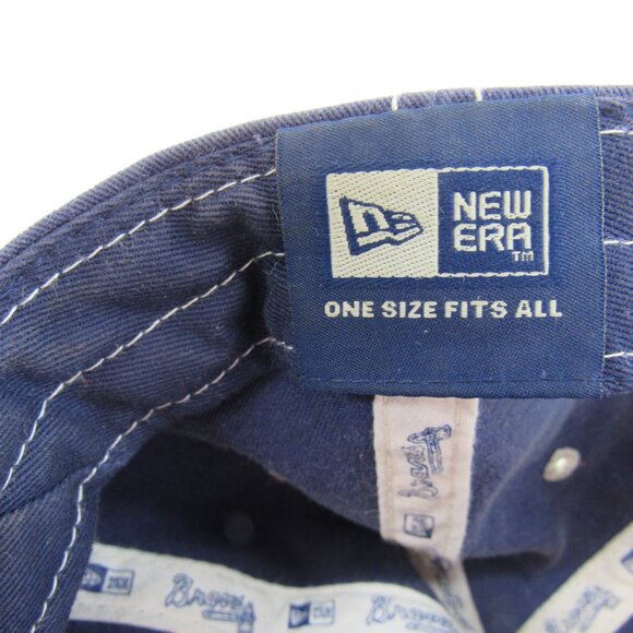 Atlanta Braves New Era Men Blue White Wide Stitch Adjustable Strap Back Cap Hat - Picture 8 of 8